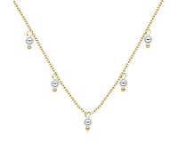 Pretty 5 Pearls of Ocean Gold Plate Silver Necklace SPE-3290-GP